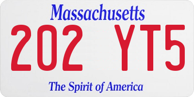 MA license plate 202YT5