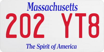 MA license plate 202YT8