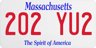 MA license plate 202YU2