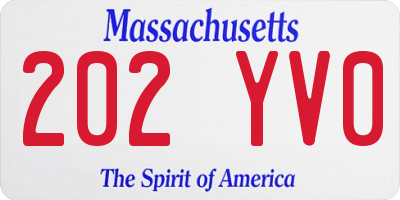 MA license plate 202YV0
