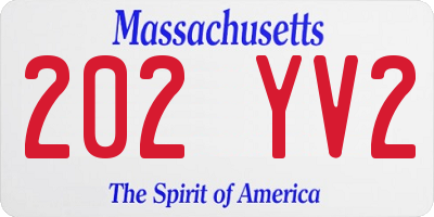 MA license plate 202YV2