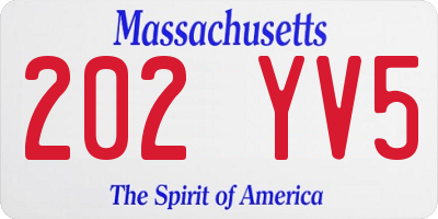 MA license plate 202YV5