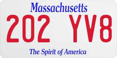MA license plate 202YV8