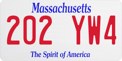 MA license plate 202YW4