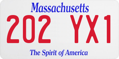 MA license plate 202YX1