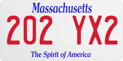MA license plate 202YX2