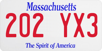 MA license plate 202YX3
