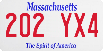 MA license plate 202YX4