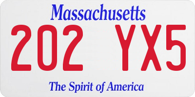 MA license plate 202YX5