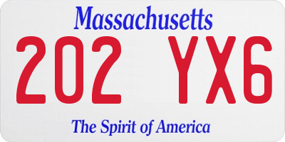 MA license plate 202YX6