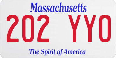 MA license plate 202YY0