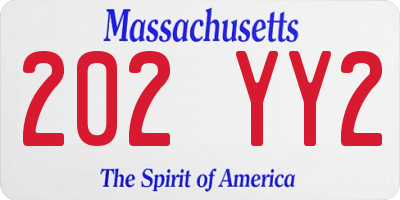 MA license plate 202YY2