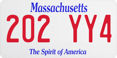 MA license plate 202YY4