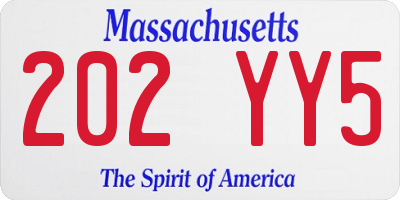 MA license plate 202YY5