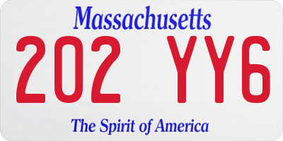 MA license plate 202YY6
