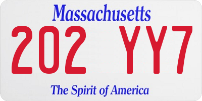 MA license plate 202YY7