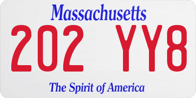 MA license plate 202YY8