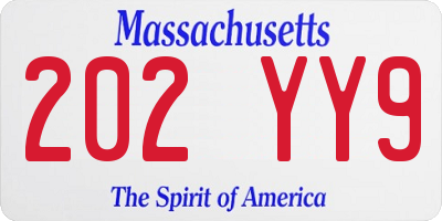MA license plate 202YY9