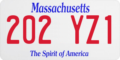 MA license plate 202YZ1