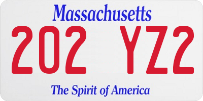 MA license plate 202YZ2