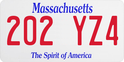 MA license plate 202YZ4