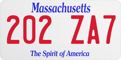MA license plate 202ZA7