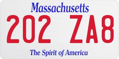 MA license plate 202ZA8