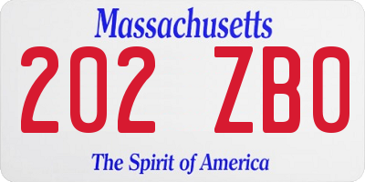 MA license plate 202ZB0