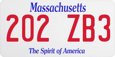 MA license plate 202ZB3
