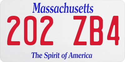 MA license plate 202ZB4