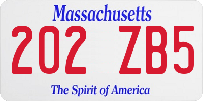 MA license plate 202ZB5