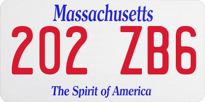 MA license plate 202ZB6