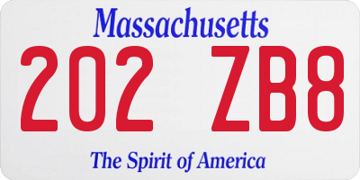 MA license plate 202ZB8