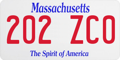 MA license plate 202ZC0