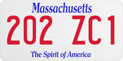 MA license plate 202ZC1