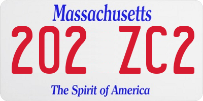 MA license plate 202ZC2