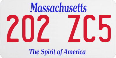 MA license plate 202ZC5