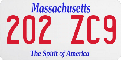 MA license plate 202ZC9