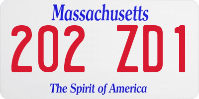 MA license plate 202ZD1