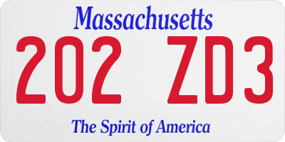MA license plate 202ZD3
