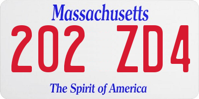 MA license plate 202ZD4