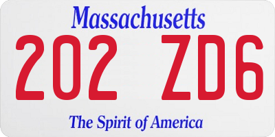 MA license plate 202ZD6