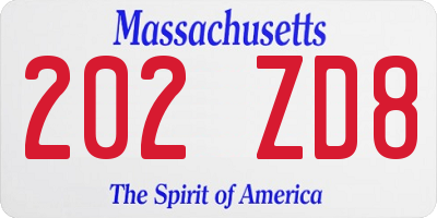 MA license plate 202ZD8