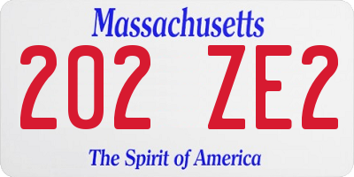 MA license plate 202ZE2