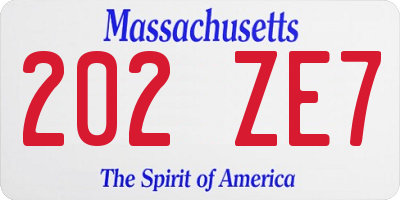 MA license plate 202ZE7