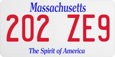 MA license plate 202ZE9