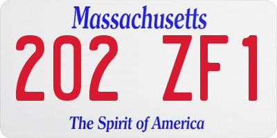 MA license plate 202ZF1