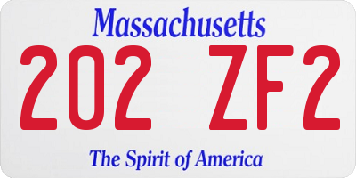 MA license plate 202ZF2