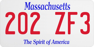 MA license plate 202ZF3