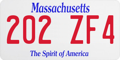 MA license plate 202ZF4